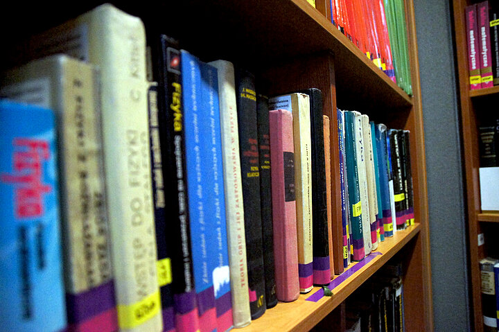 Ksiązki na pólce w Bibliotece