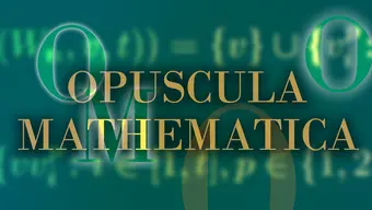 Grafika abstrakcyjna składająca się z liter i napis Opuscula Mathematica